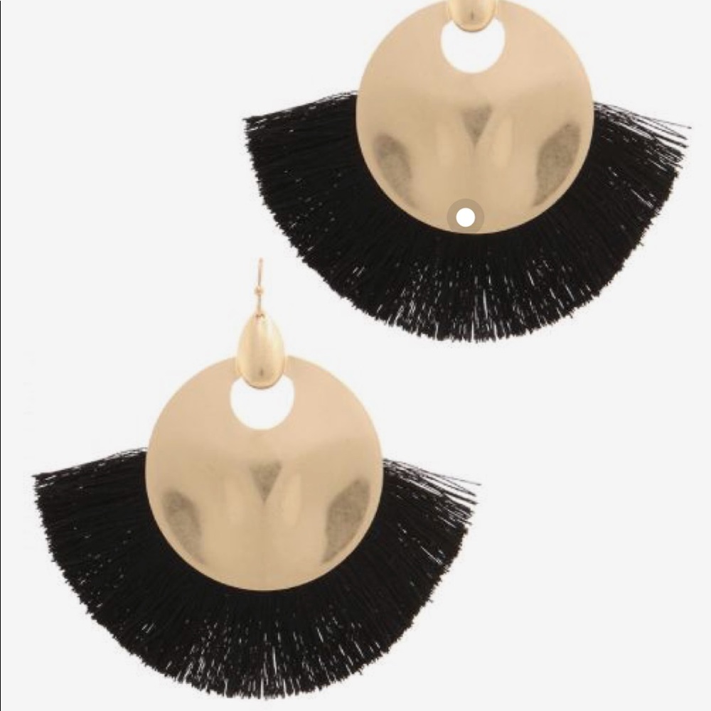 NEW black and gold tassel earrings